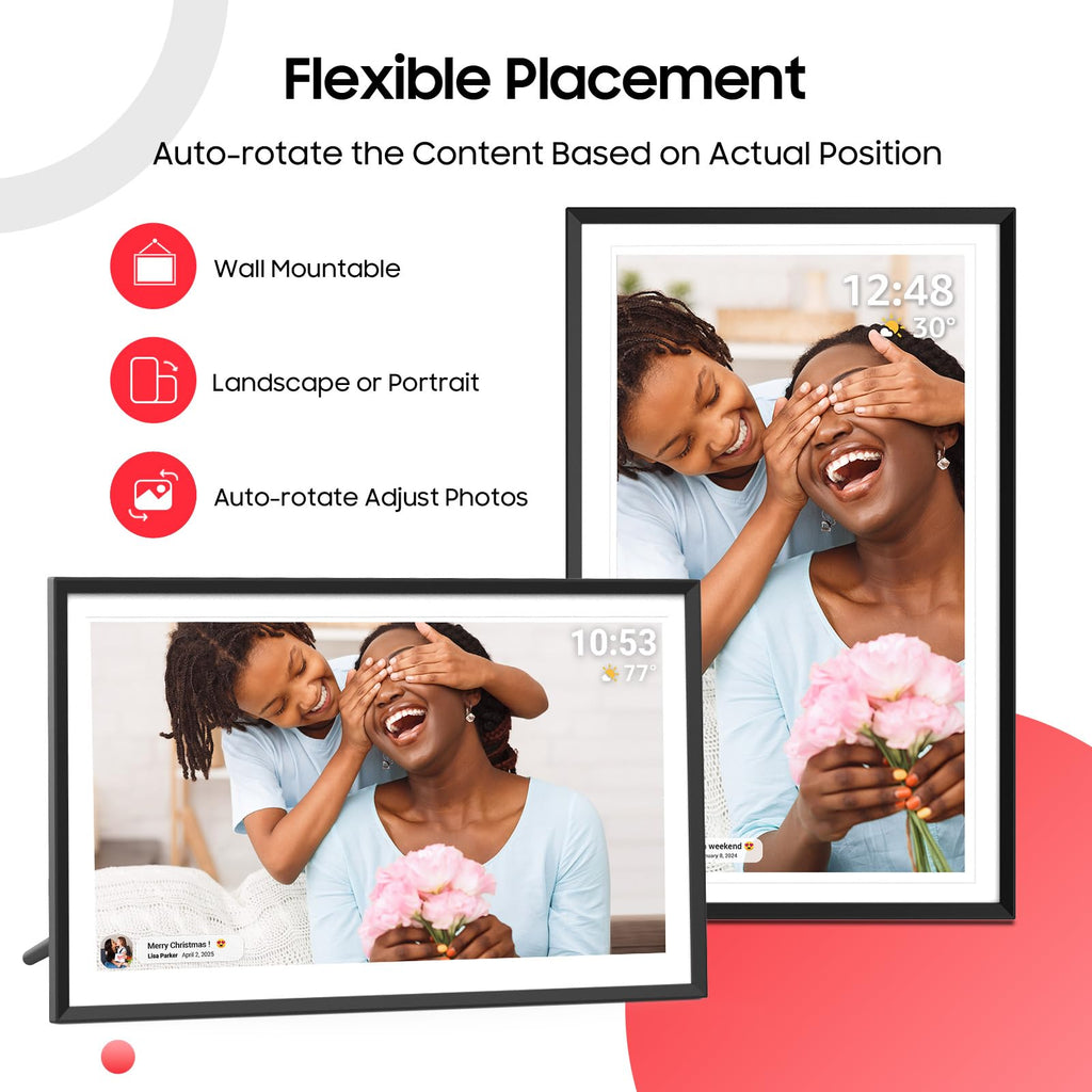 Digital Picture Frame 15.6 inch, WiFi Digital Photo Frame with 32GB Storage, 1920x1080 FHD IPS Touch Screen