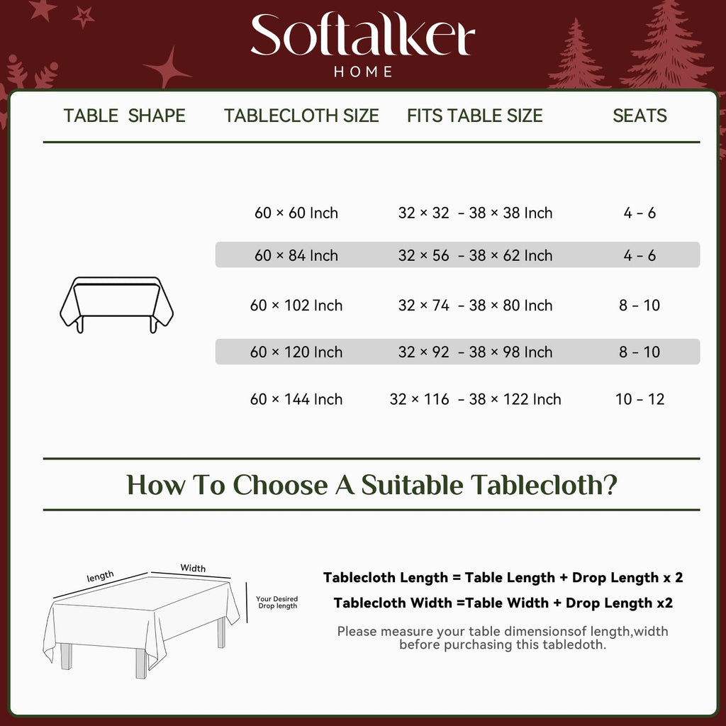 Christmas Jacquard Rectangle Tablecloth, 60 x 84 inch, Red