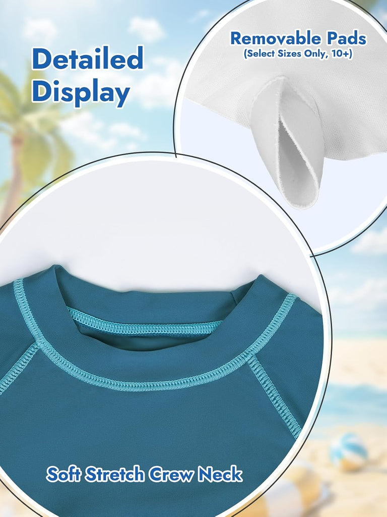 Girls Swimsuit 2 Piece Rash Guard Shirt with in-1 Shorts