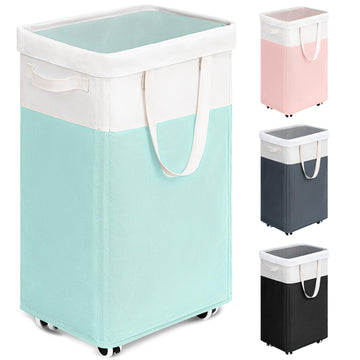Laundry Basket with Wheels, 75L Laundry Hamper with Wheels, Large Laundry Basket with Removable Wash Bag, Clothes