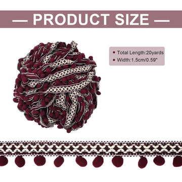 Embroidered Trim Ribbon Pompoms Trim Fringe Ribbon Pom Pom Crafts Tassel Lace DIY Sewing Accessories - 20 Yards