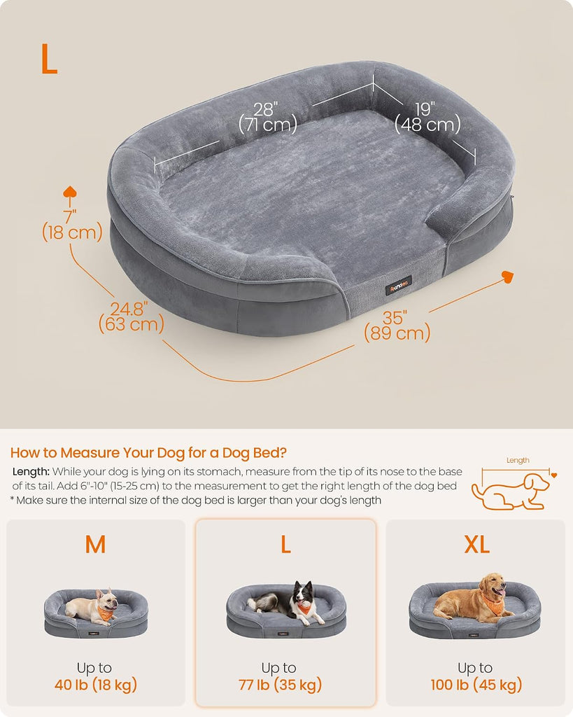 Orthopedic Dog Bed, 35" Dog Couch with Removable Washable Cover