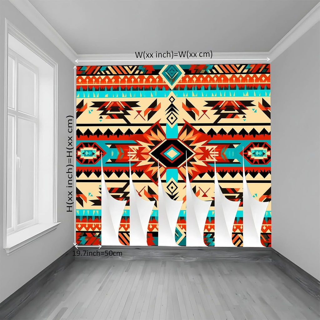 78" W x 55" H Non-Woven Mural Tribal Theme Traditional Geometric Theme Wallpaper Removable Not Self-Adhesive Large