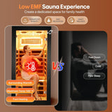 Sauna One Person Infrared Saunas Room Chilean Pine Wood 1050W Dry Saunas Spa with 7 Color Starry Sky Light Oxygen Bar