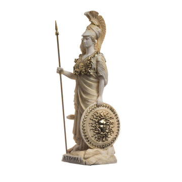 Athena with Owl Medusa Holding Shield Greek Goddess Gold 6.69"