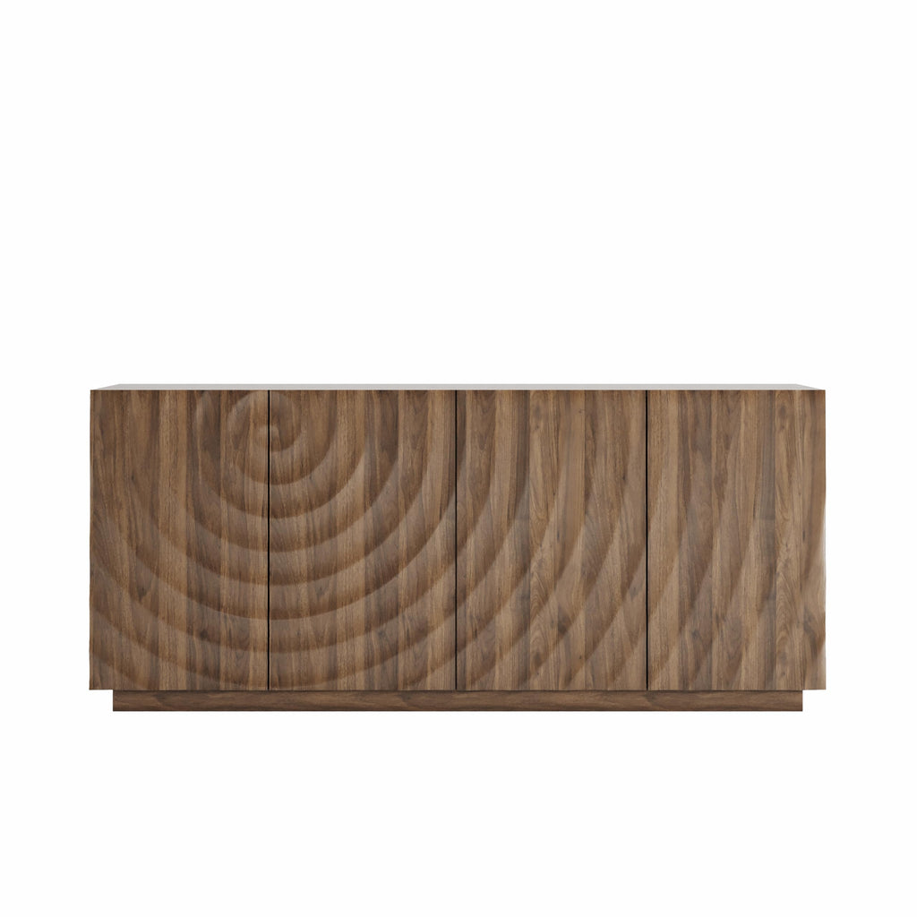 59" Modern Buffet Cabinet with 3D Water Ripple Doors, Sideboard Storage Cabinet with Wooden Base, Freestanding