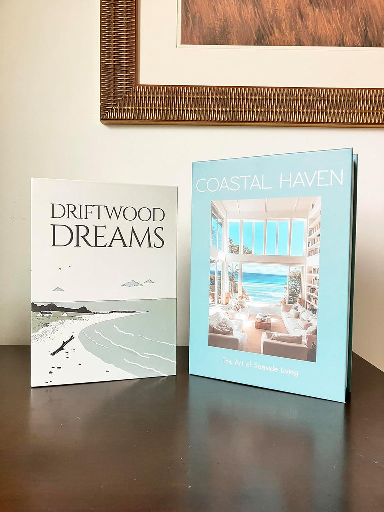 Decorative Faux Book Storage Box 2-Pack with Magnetic Close Decor, Room Decor Aesthetic, Shelf Decor - Coastal Style - Set of 2