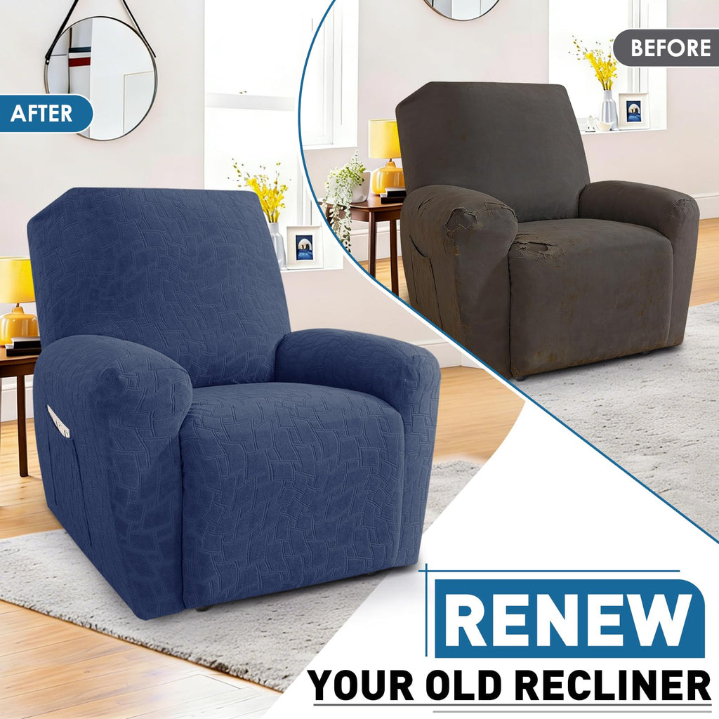Waterproof Recliner Cover Washable 3 Pieces Recliner Chair Covers with Elastic Bottom Non Slip Cover for Lazy Boy