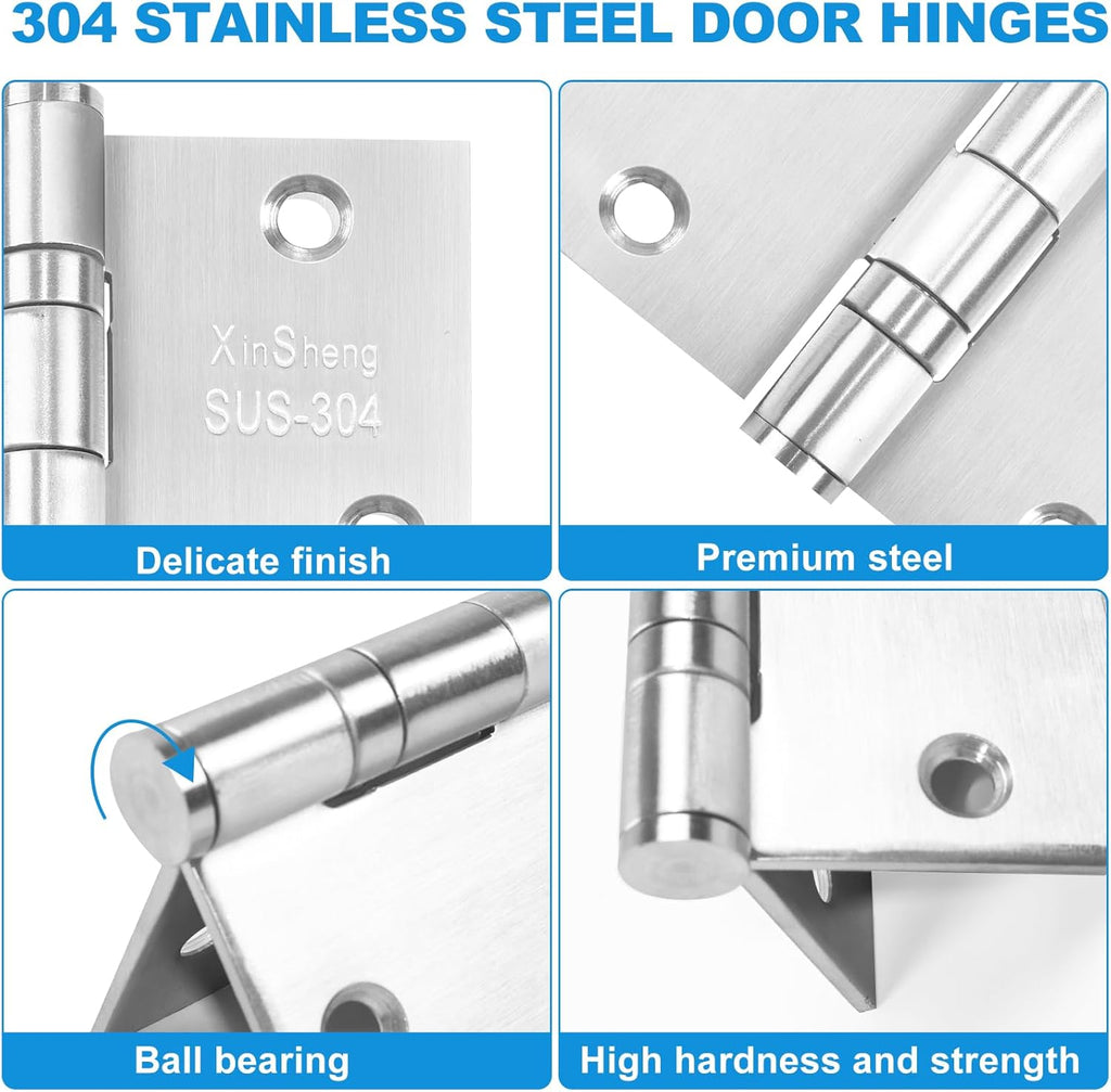 3.5" Heavy Duty Door Hinges XinSheng 304 Stainless Steel 3 Pack | Great anti-rust performance，Anti-tamper hinge