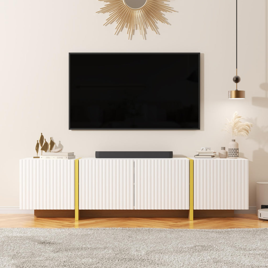 Luxury Fluted TV Stand for 65/70/75 Inch TV, White