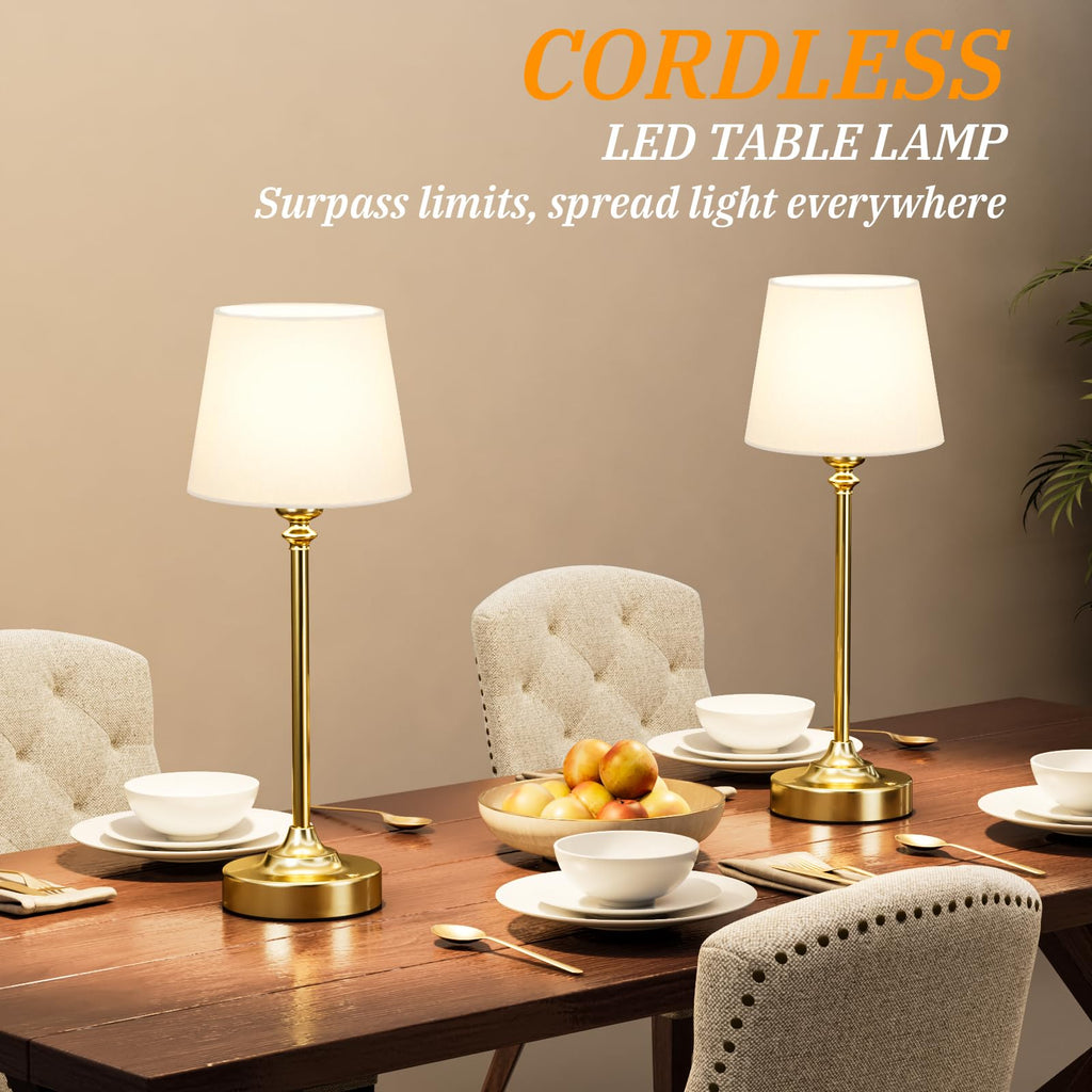 Gold Cordless Table Lamp with Rechargeable Battery, 1 Pack
