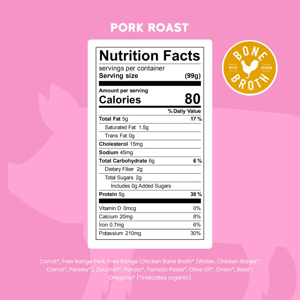 Pork Baby Food Pouch, 5g Protein, Bone Broth, 3.5 Oz, 12 Pack