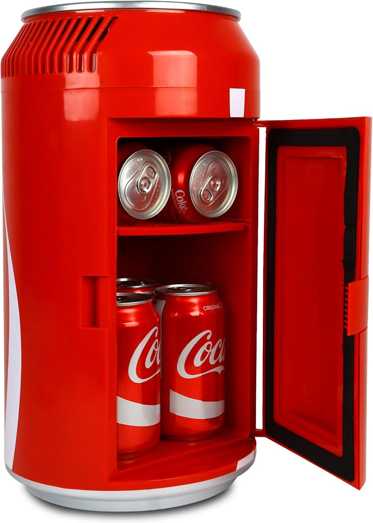 Portable 8 Can Thermoelectric Mini Fridge 5.4 L/ 5.7 Quarts Capacity, 12V DC/110V AC Cooler for home, cabin, beer