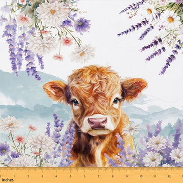 Highland Cow Fabric By The Yard Soft Cute Cows Indoor