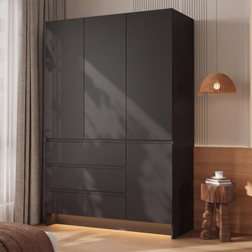 Armoire Wardrobe Closet with 4 Doors, Bedroom Armoire with Mirrors