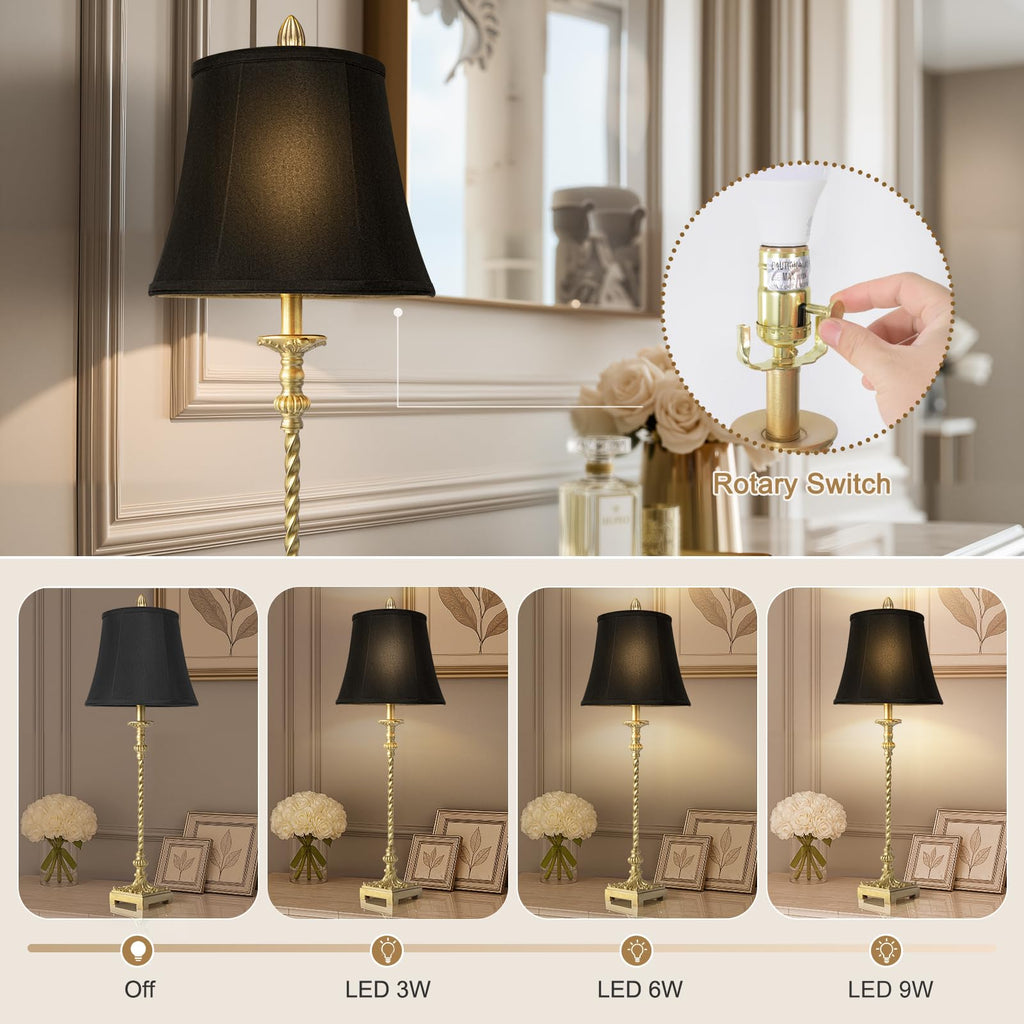 33'' Vintage Table Lamp Set of 2 Bedroom Dinning, Gold Leaf