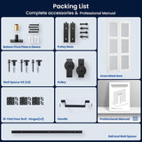 36in x 84in Bifold Barn Door, Frosted Glass Barn Door with Hardware Kit Included, Pre-Drilled Holes 
