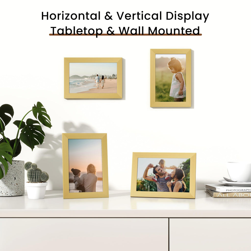 5x7 Picture Frame Set of 12, Gold Photo Frames Display 5"x7" Pictures, Picture Frames 5x7 Wall Gallery Collage Tabletop
