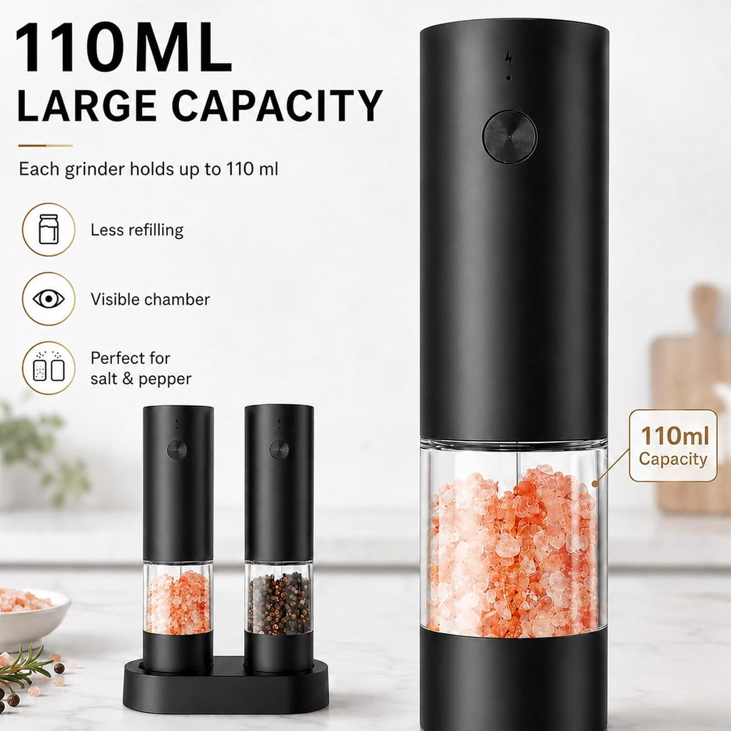 Automatic Electric Salt And Pepper Grinder Set Rechargeable Pepper Shakers - Set of 2