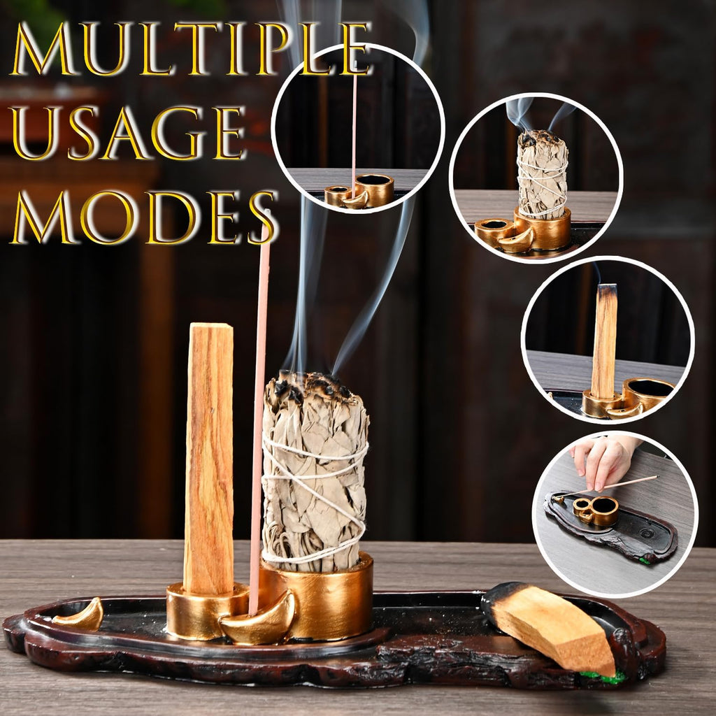 Mountain Waterfall Incense Burner,Backfall Incense Holder River, Incense Falls Meditation Decor for Room with Upgrade - Set of 5