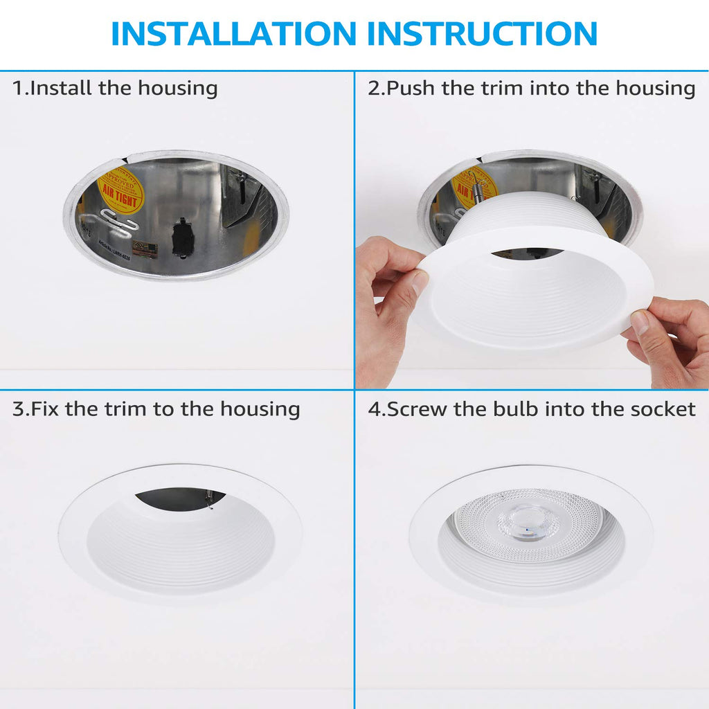 6 Inch Integrated Can Light Trim, White