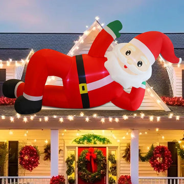 Christmas Inflatables Outdoor Decorations, 12FT Long Inflatable Xmas Santa Claus, Lighted Blow Up Giant Lying Santa
