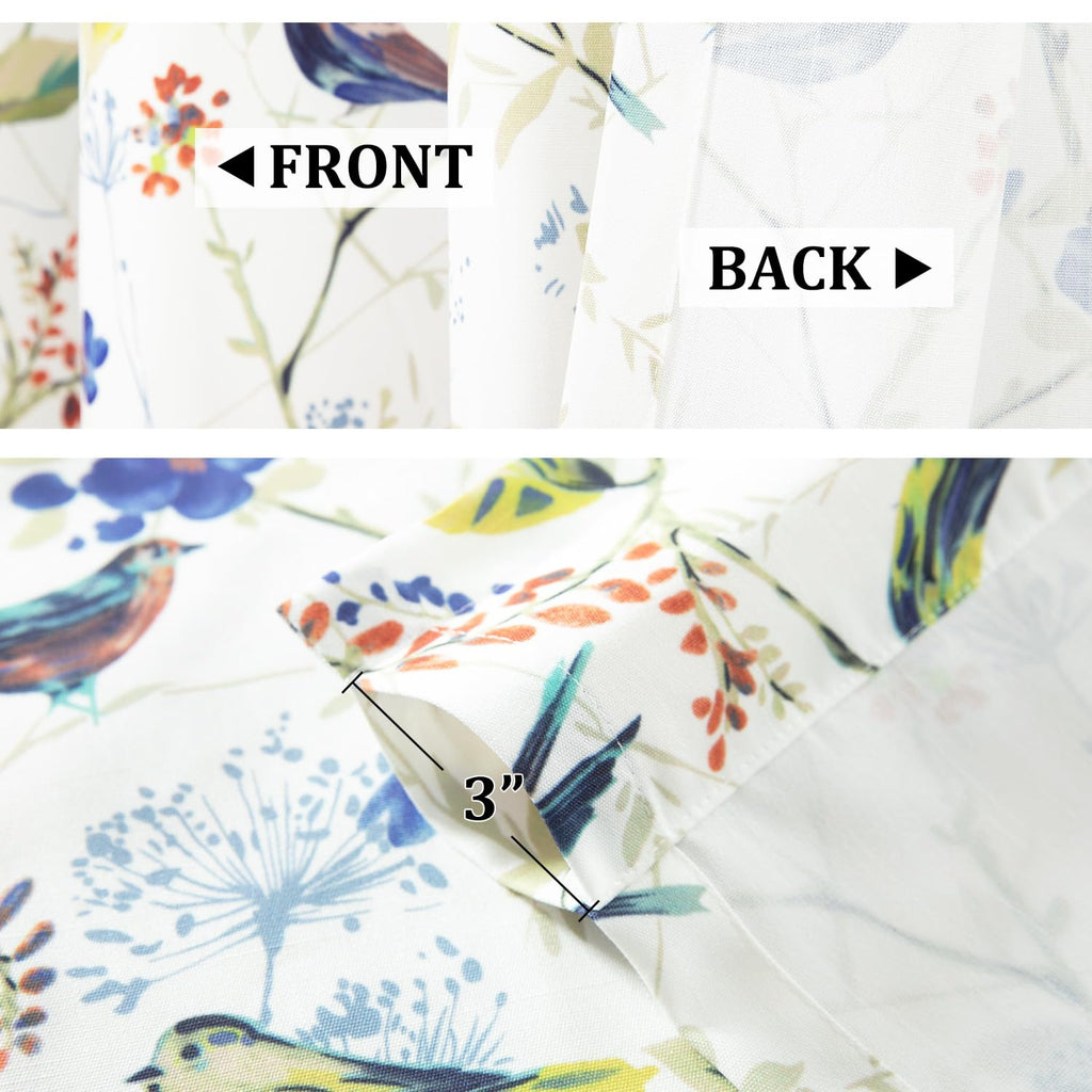 Birds Print Country Style Valance, Washable Faux Linen Window Topper for Small Windows, Decorative Rod Pocket Curtain