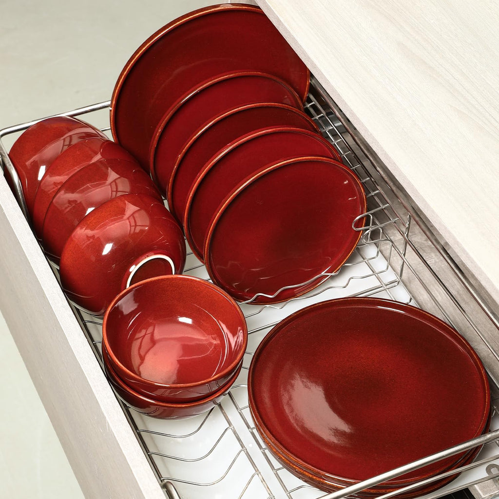 Ceramic 12 Pieces Dinnerware Set - Dinner Plates Salad Plates Cereal Bowls Set Service for 4