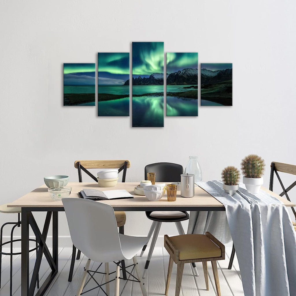 A Borealis Wall Art Painting Bedroom Scenery Landscape Canvas Print Framed Picture Northern Lights Poster Artwork