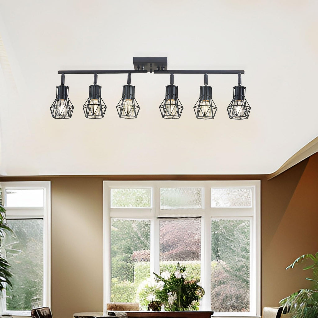 Matte Black Ceiling Mount Track Lighting 6-Light E26