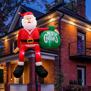 8FT Christmas Inflatable Santa, Climbing Santa Blow Up Yard Decoration