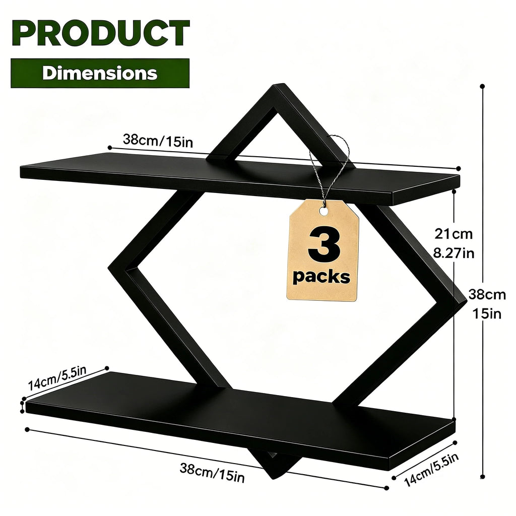 Set of 3 Wall Plant Holder, Black