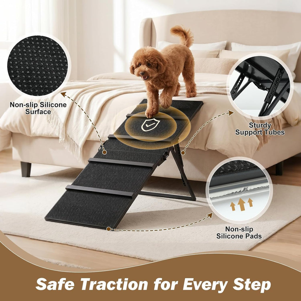 Metal Dog Ramp for Couch, Foldable Pet Ramp for Small Dogs 100 LBS
