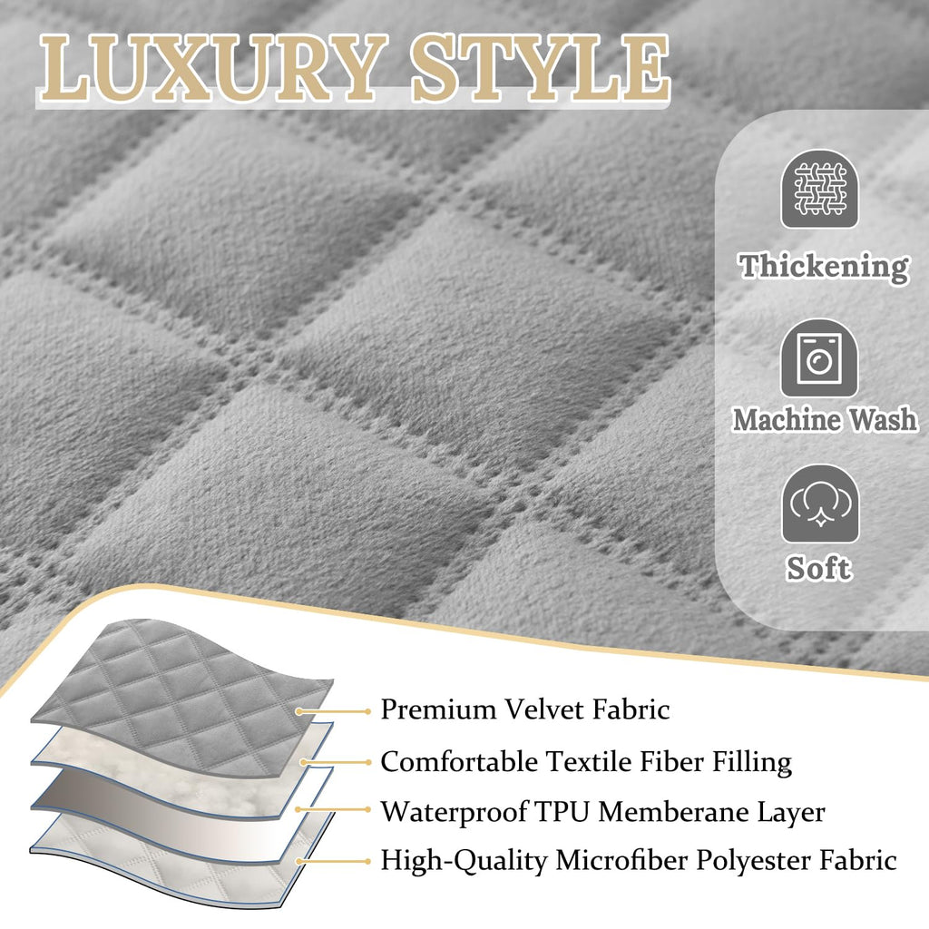 100% Waterproof Velvet Recliner Sectional Couch Covers L Shaped Corner Reclining Sofa Cover Washable Thick Non Slip