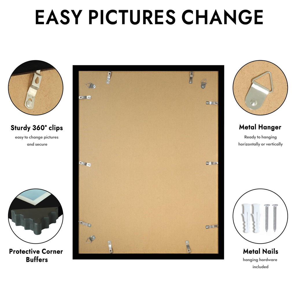 19x25 Frame, Black Wood Style, Wall Mounting
