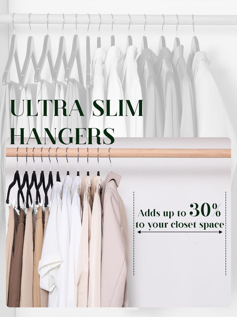 Velvet Skirt Hangers 24 Packs Velvet Hangers with Clips - Black