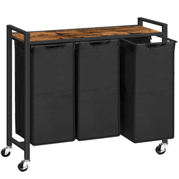 Laundry Sorter 3 Section, Laundry Hamper with Wheels, 3 × 11.5 Gal (43.5 L), Rolling Laundry Basket, Pull-Out and