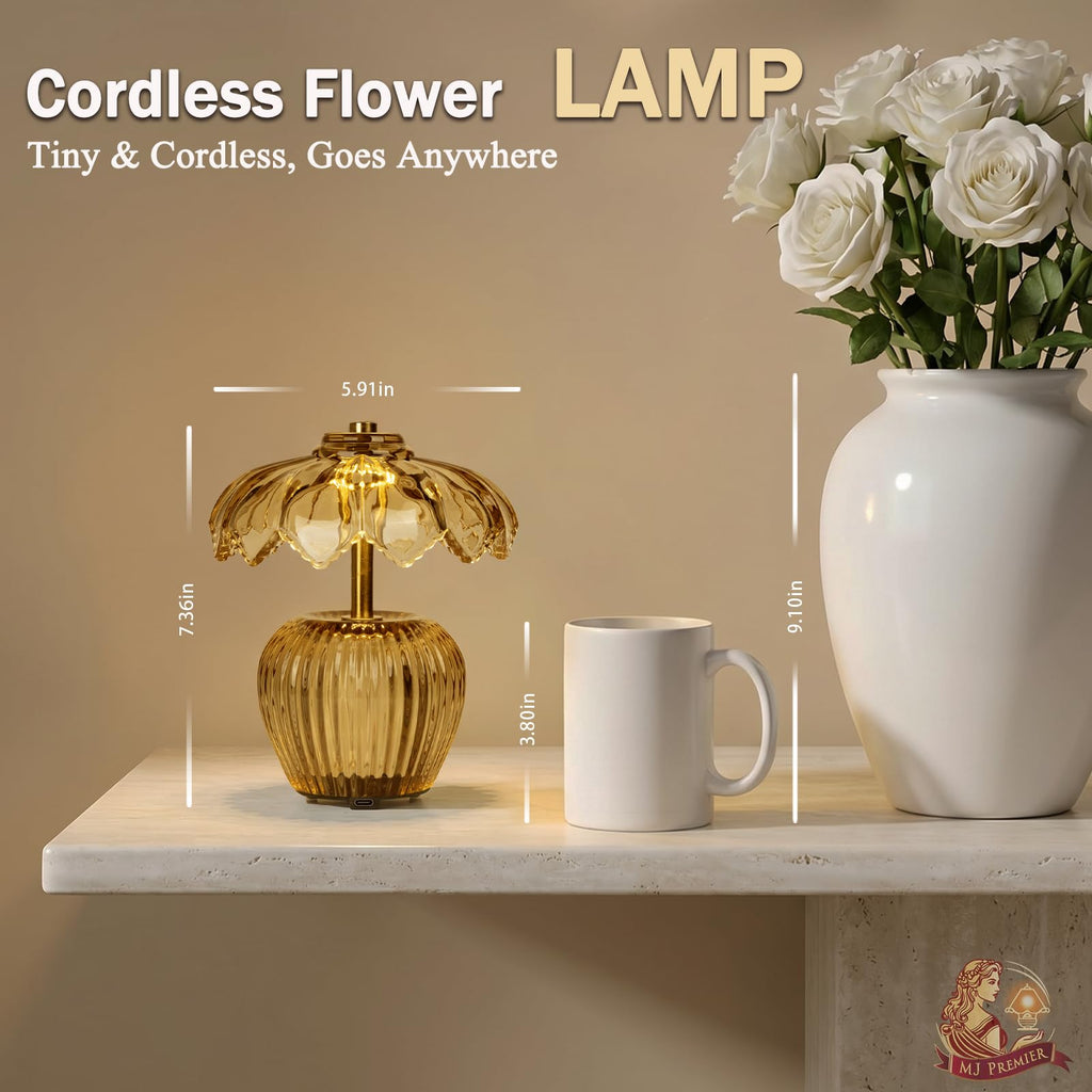 Rechargeable Table Lamp, Small Cordless Lamp with Timer, Yellow