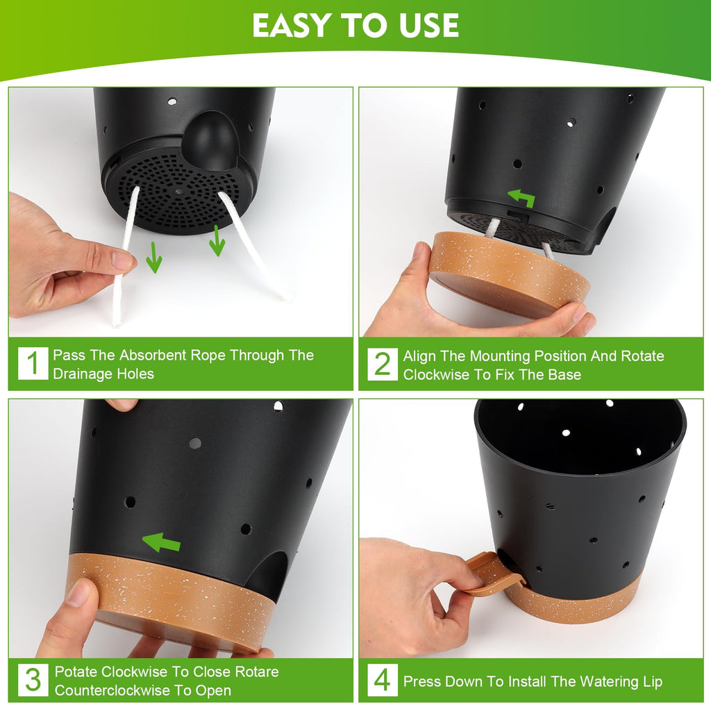 4 Pcs Orchid Pots with Holes - Each of 5, 6, 7 and 8 inch - Self Watering Orchid Pots and Plastic Breathable Orchid