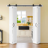 Bifold Barn Doors for Closet 72'' x 84'', Double Bifold Barn Door with Hardware Kit Included,80'' Tr
