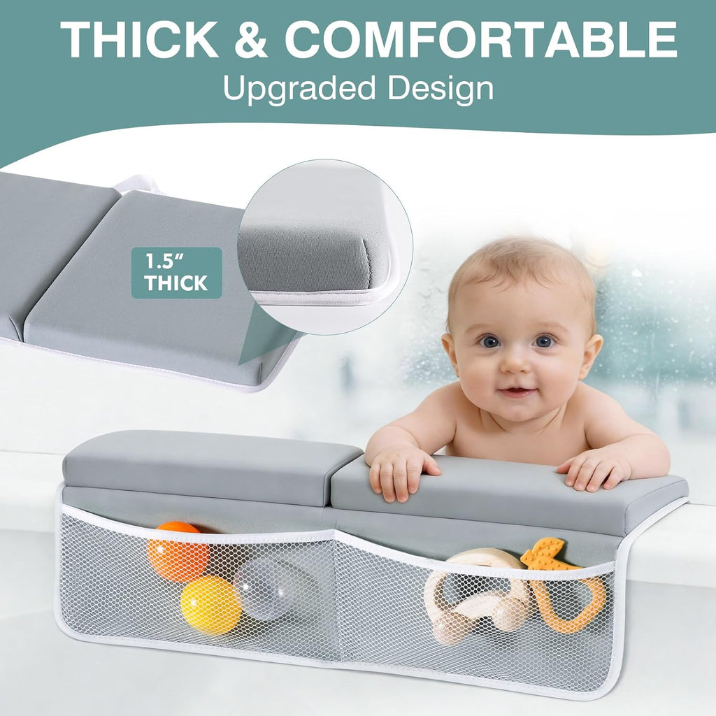 Bath Kneeler and Elbow Rest Pad Set - 1.5" Thick Baby Bath Kneeler - Non-Slip Bathtub Kneeler and Elbow Rest Set