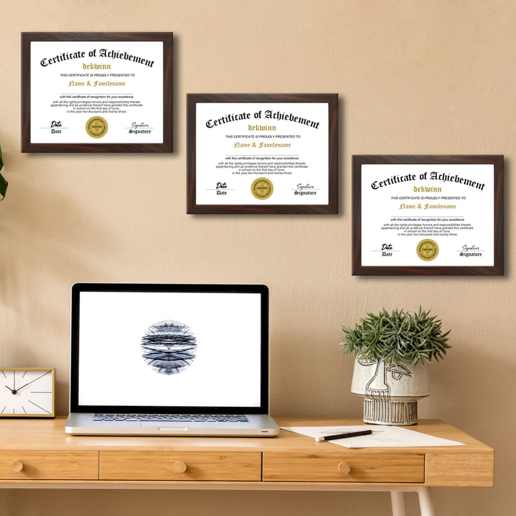 8.5x11 Diploma Frame Certificate Document Frame Set of 3 with High Definition Glass, Picture Frame for Wall and