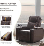 Electric Recliner Chair with USB Charge Port, 360 Swivel Tray Table, Hand in-Arm Storage, and Cup Holders