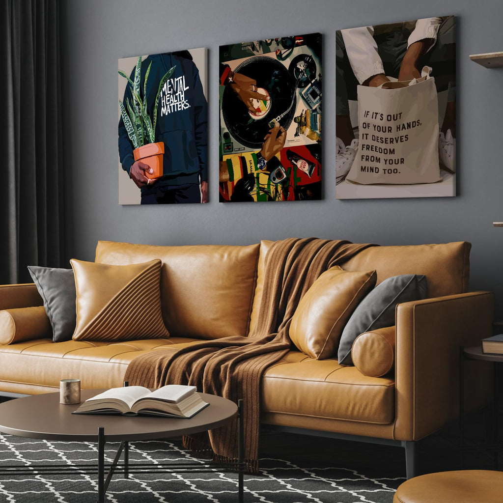 Black Men Wall Art African American Man Canvas Wall Decor Black People Art Posters Music DJ Pictures Fashion Mens