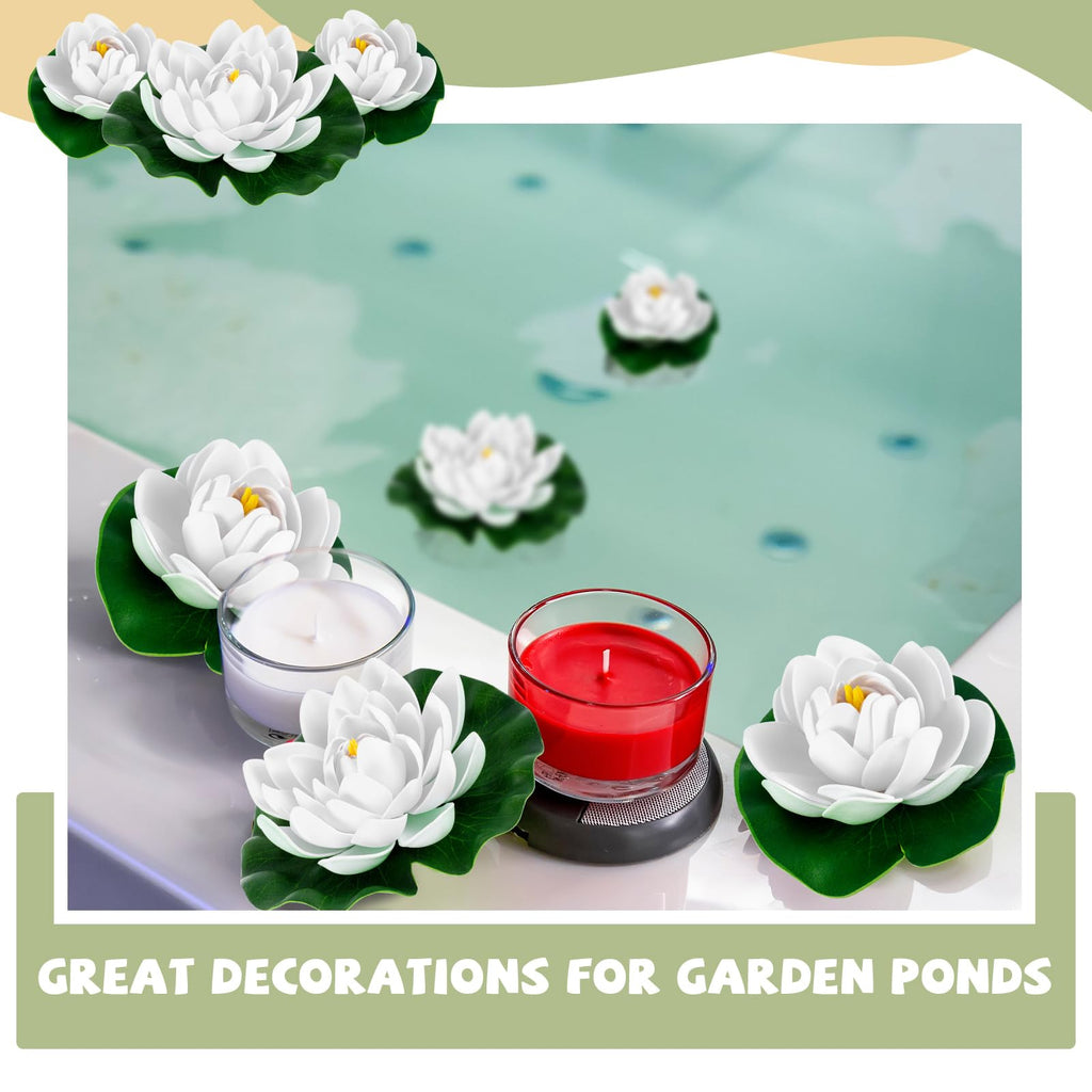 24 Pcs Artificial Foam Lotus Flower with Water Lily Pads Pool Decor