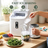 Nugget Ice Maker Countertop, 6-Min Fast Chewable Pellet Ice, 24lbs/24H Portable Ice Machine with Self-Cleaning, Ice