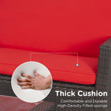 4 Piece Patio Furniture Sets, Wicker Conversation Set 4 All-Weather Outdoor Sectional Patio Sofa for Porch Deck with Red Cushion Brown Rattan Sofa Chair A106-B0DBPS1W4P