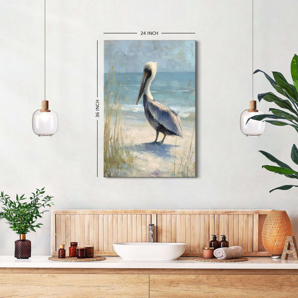Watercolor Pelican Wall Art Decor Bohemian Bird Nature Landscape Poster Abstract Coastal Beach Wall Paintings Seaside