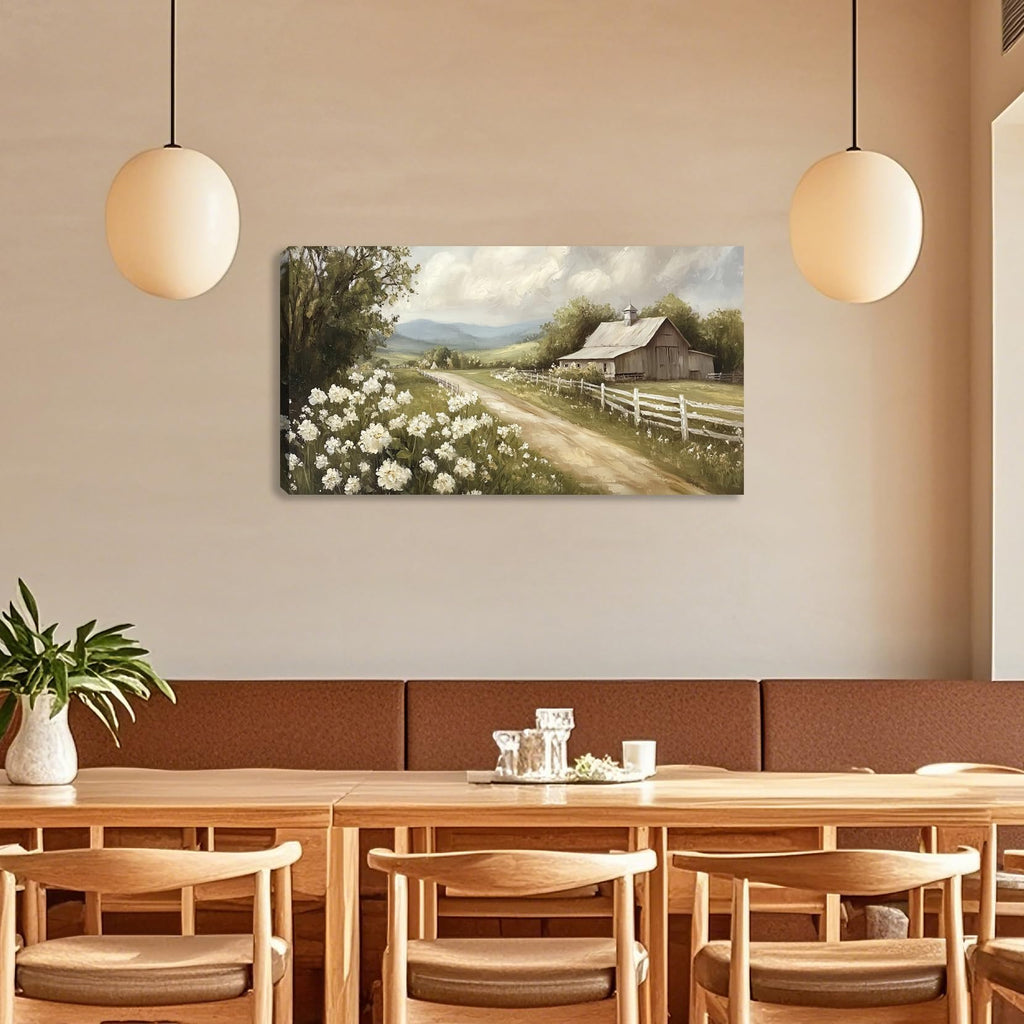 Rustic Farmhouse Canvas Wall Art Decor Nature Scenery Countryside Picture Canvas Painting Landscape Wall Poster