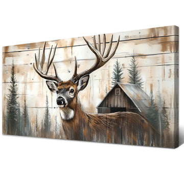 Wildlife Deer Wall Art Farmhouse Cabin Wall Decor Rustic Deer Picture Barn Wall Decor Living Room Home Decorations